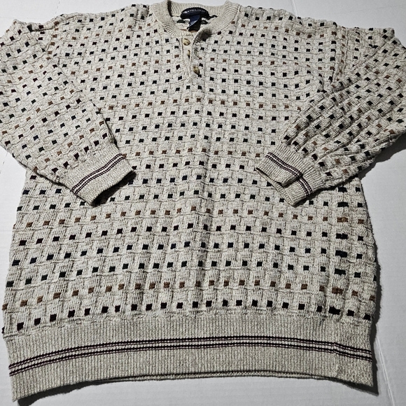 Vintage Grandpa Van Heusen Henley Sweater Sportswear Men's Size XL Cotton - Picture 1 of 15